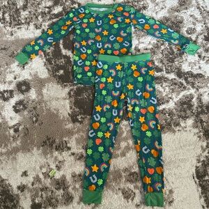 Little Sleepies Green Shamrock & Rainbow Kids Pajama Set